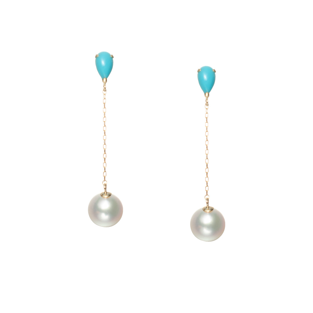 あこやパールトルコ石ピアス – tokyo-pearl