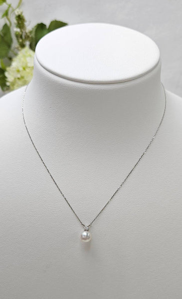 ダイヤモンド付き一粒パールペンダント