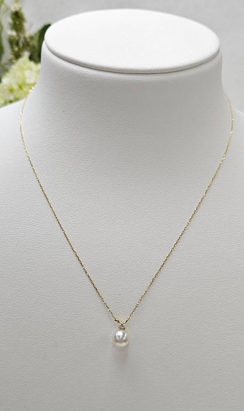 ダイヤモンド付き一粒パールペンダント