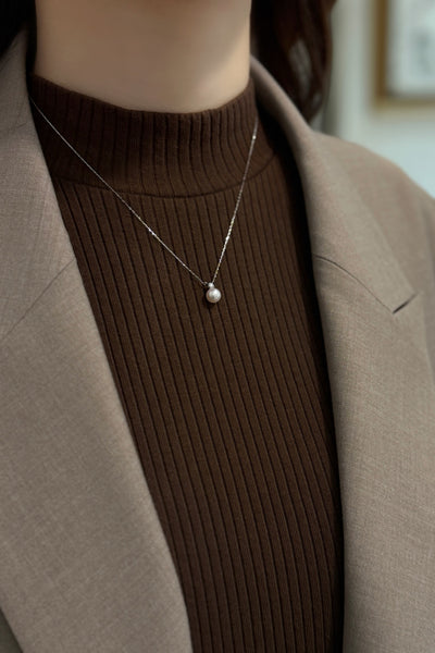 ダイヤモンド付き一粒パールペンダント