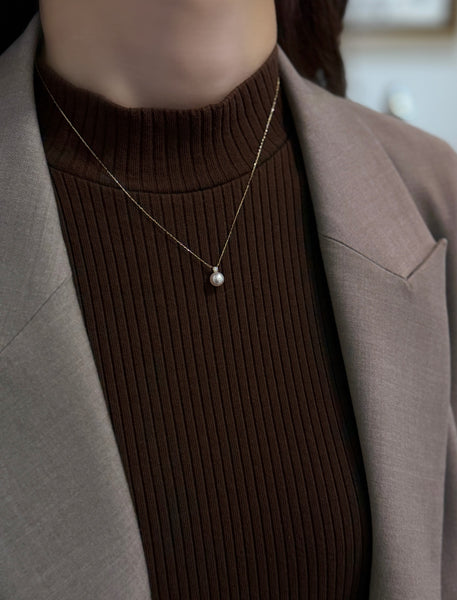 ダイヤモンド付き一粒パールペンダント